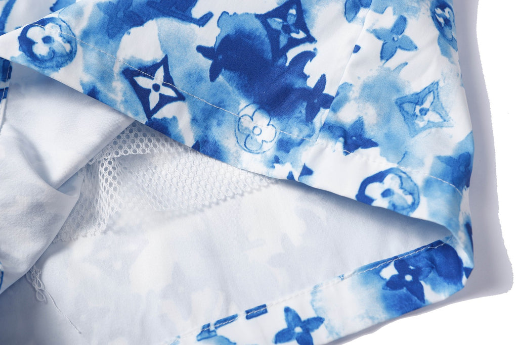 Louis Vuitton Watercolor Designer Swim Trunks-Blue