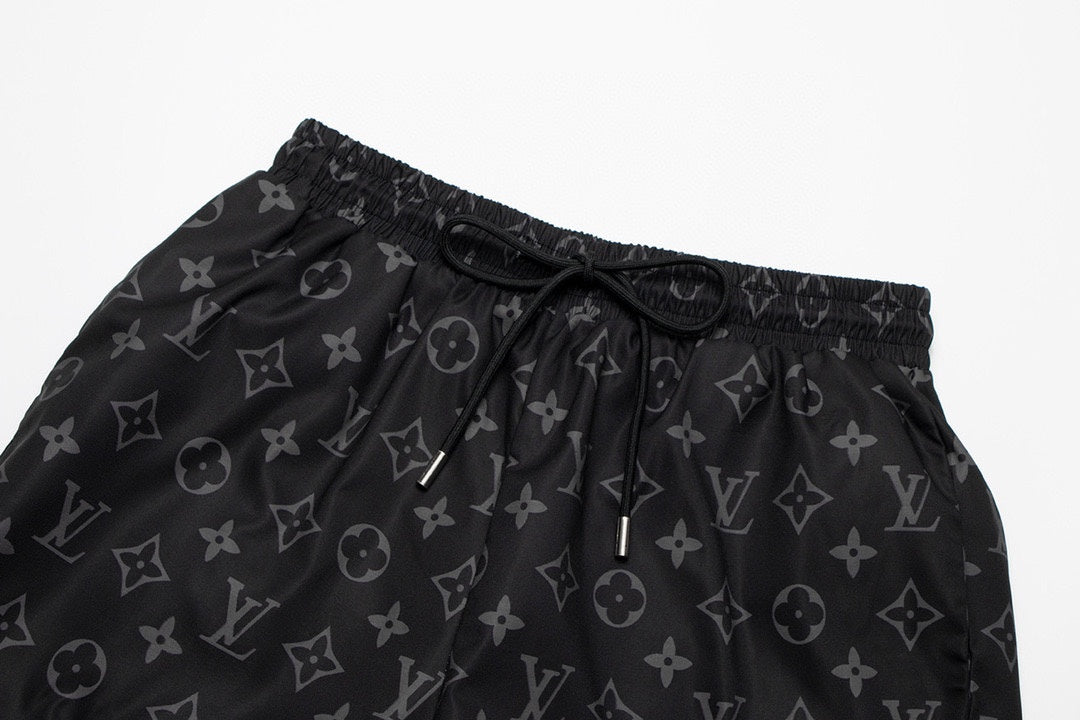 Louis Vuitton Full Logo Print Swim Trunks – Black