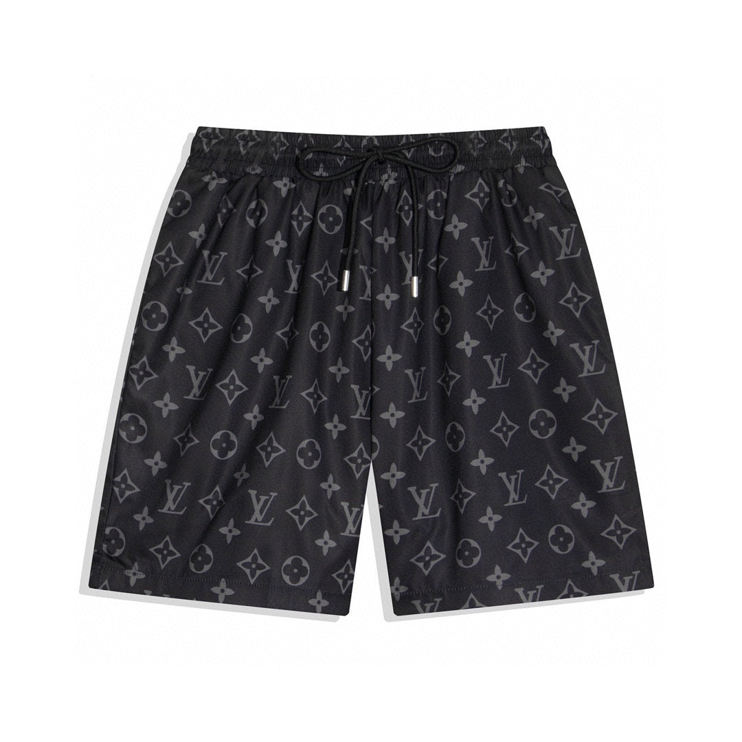 Louis Vuitton Full Logo Print Swim Trunks – Black