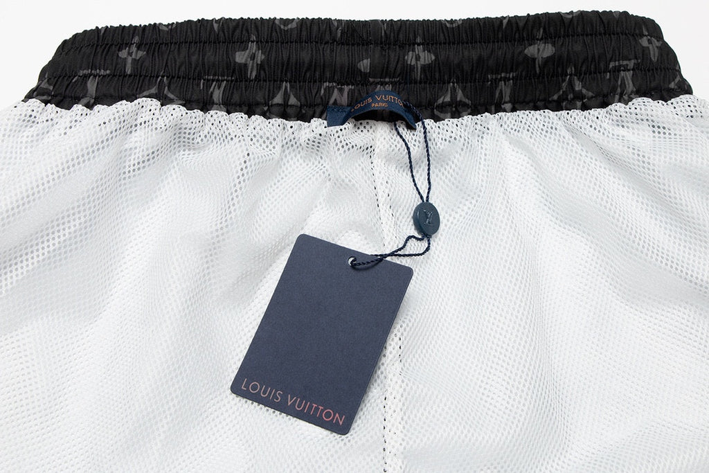 Louis Vuitton Full Logo Print Swim Trunks – Black