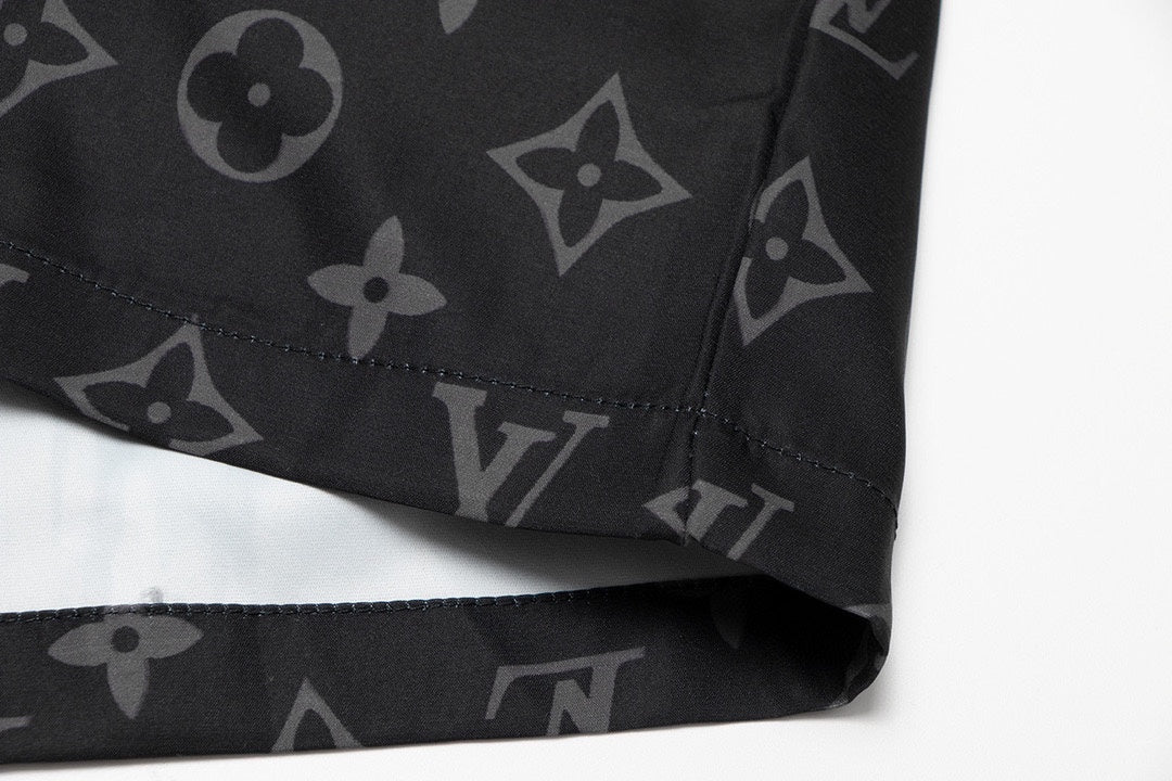 Louis Vuitton Full Logo Print Swim Trunks – Black