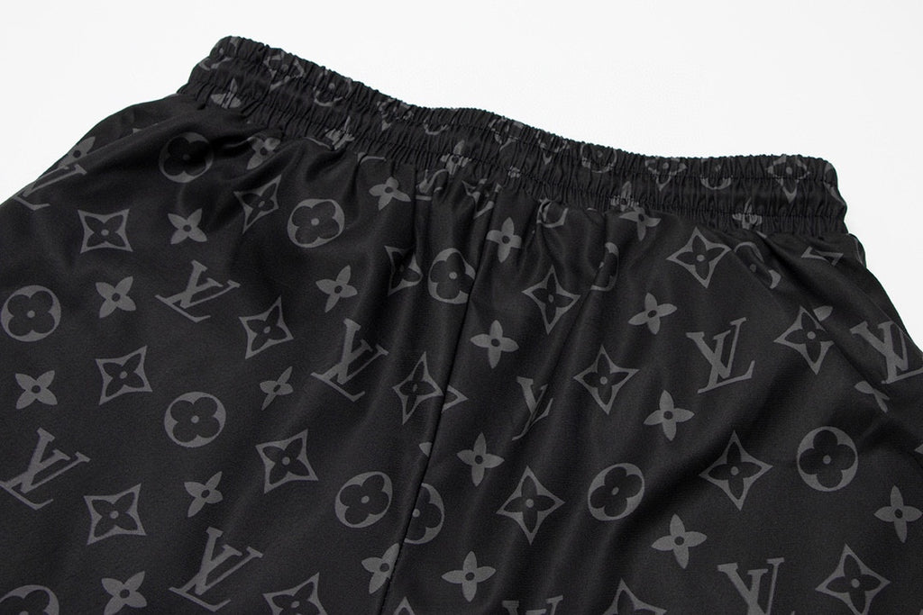 Louis Vuitton Full Logo Print Swim Trunks – Black
