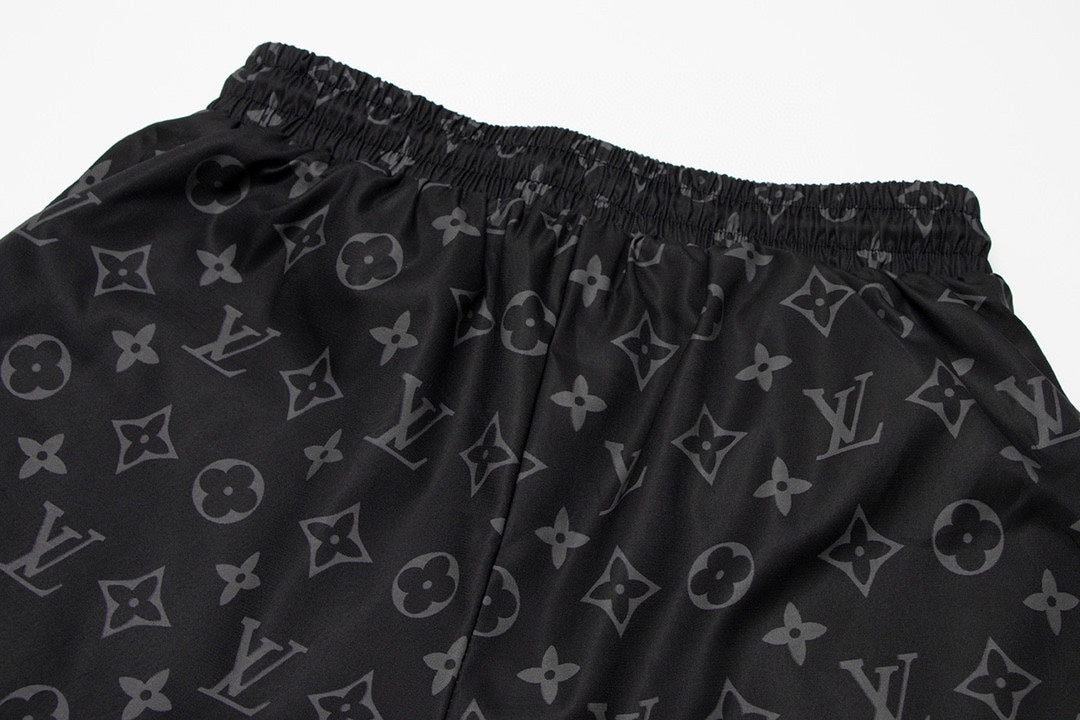 Louis Vuitton Full Logo Print Swim Trunks – Black