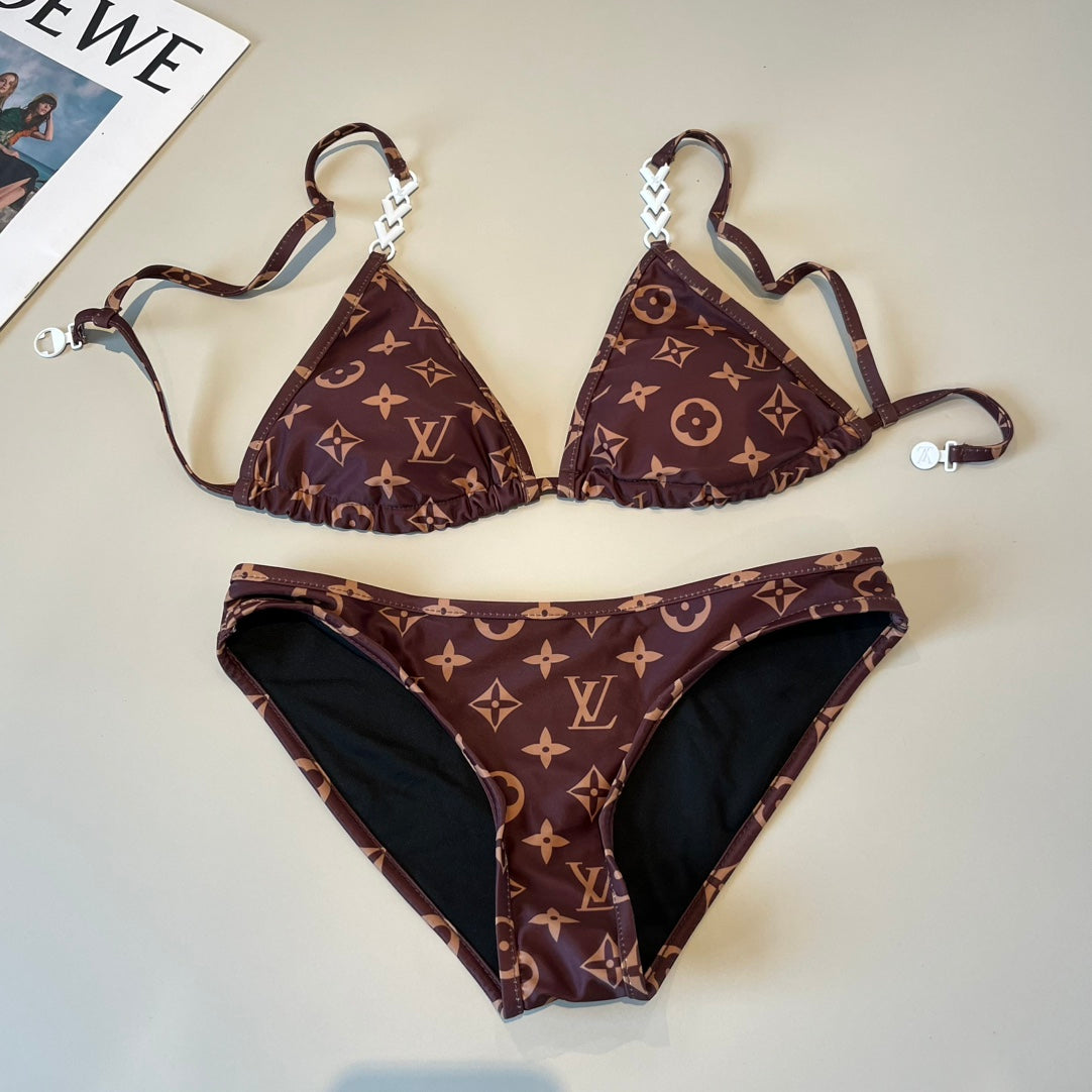 Louis Vuitton Monogram Print Two-Piece Swim Set