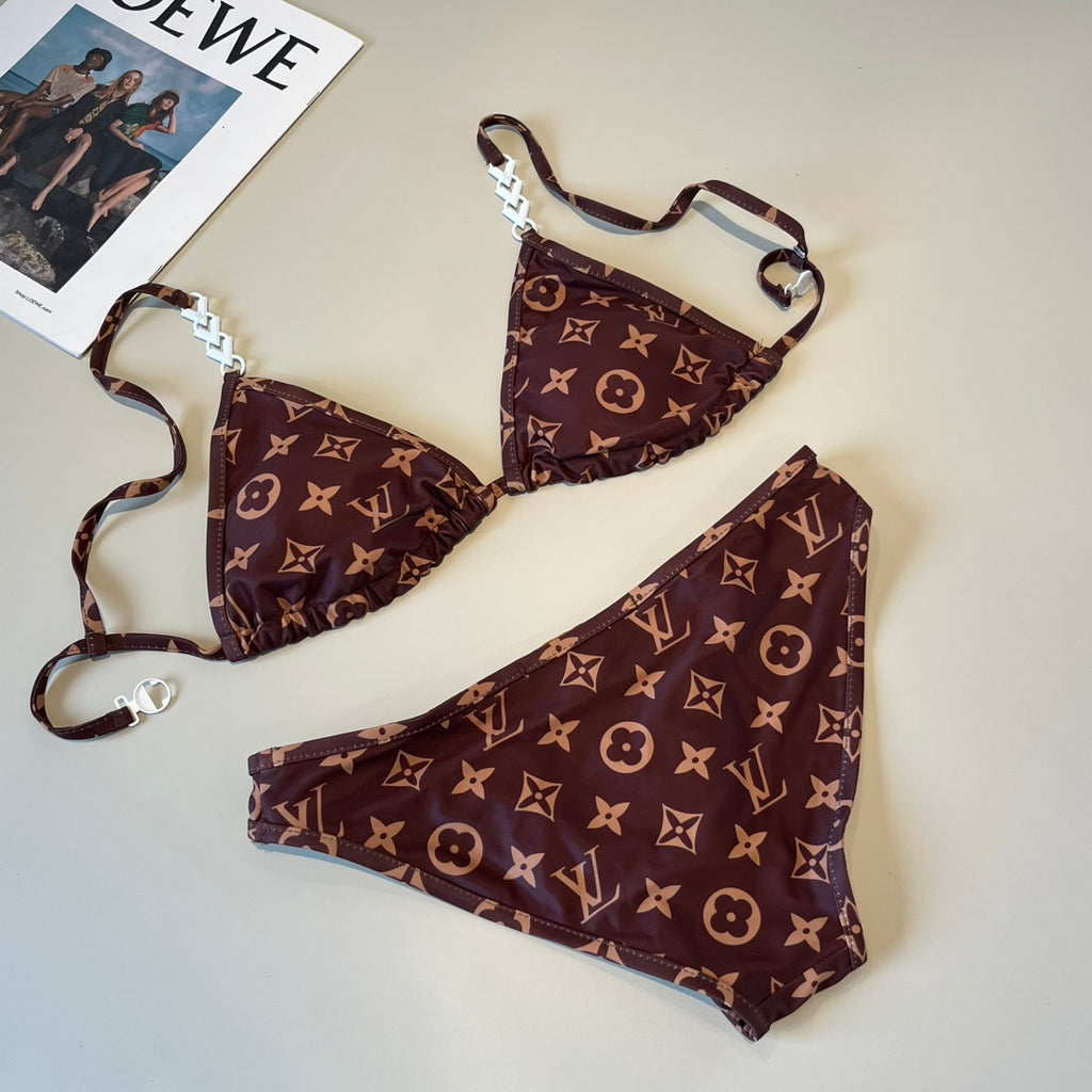 Louis Vuitton Monogram Print Two-Piece Swim Set