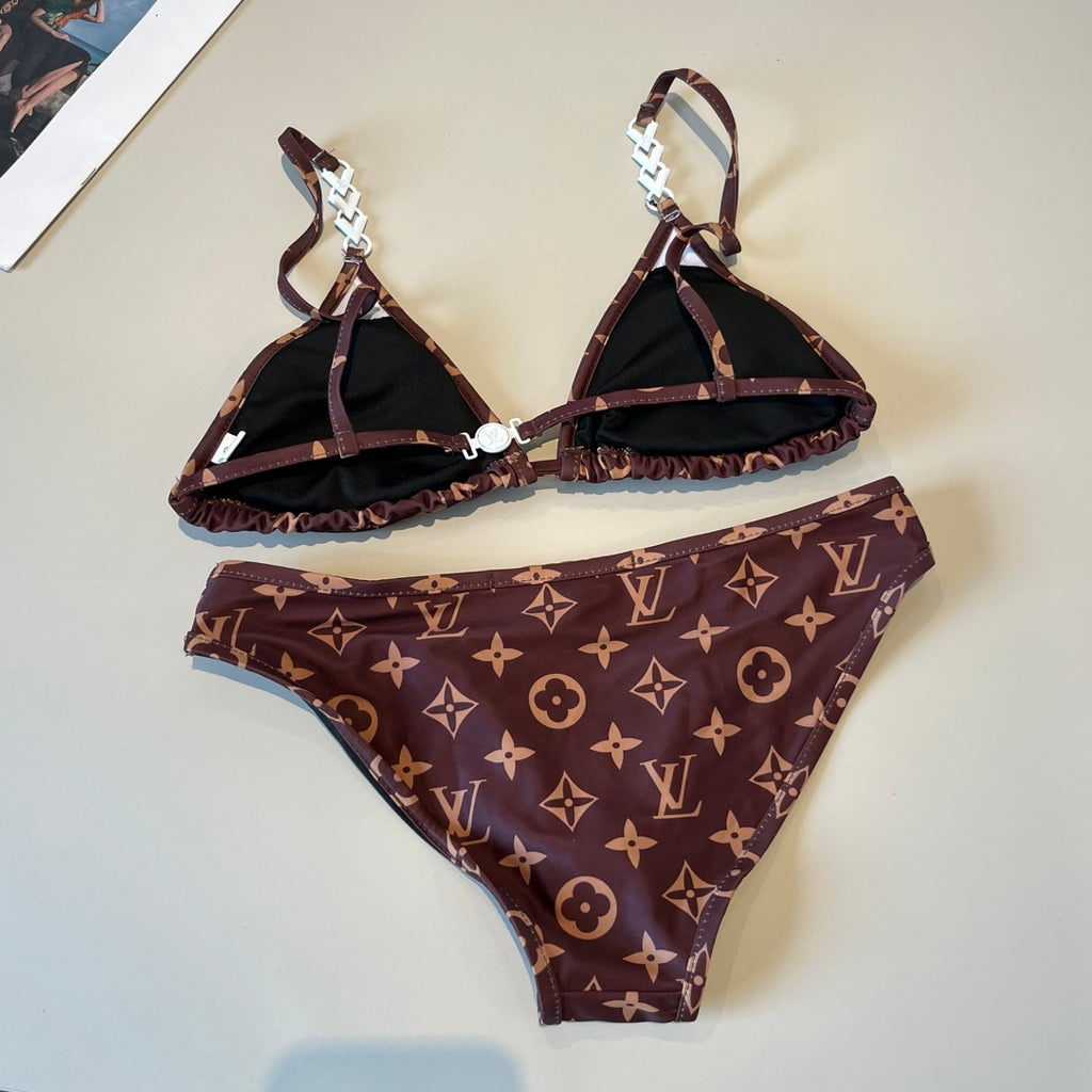Louis Vuitton Monogram Print Two-Piece Swim Set