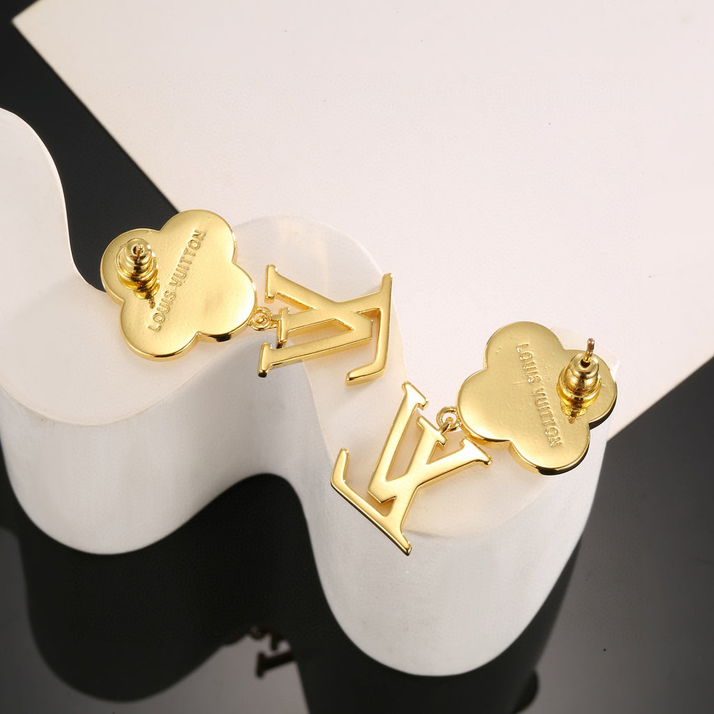 LV Signature Gold-Tone Earrings
