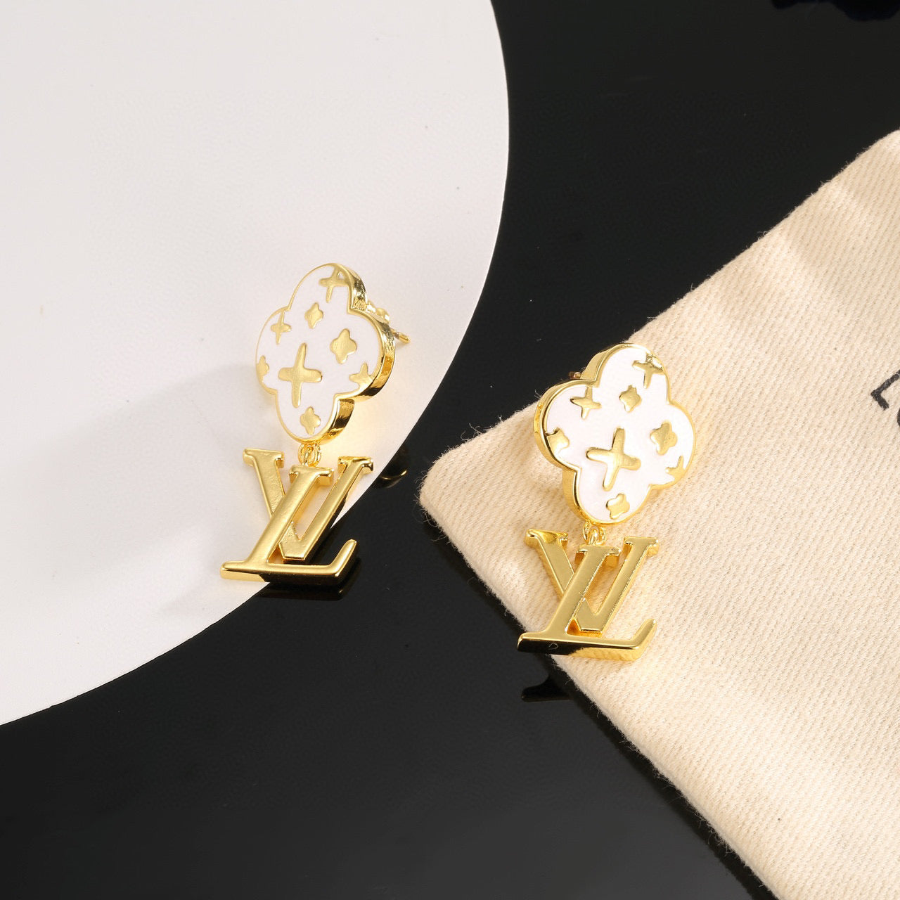 LV Signature Gold-Tone Earrings